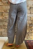 Nonni Gingham Relaxed Barrel Pant Navy